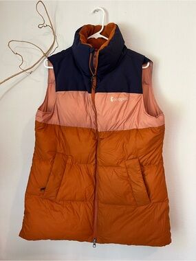Cotopaxi Womens Down Vest Color Block  Hiking Outdoor Travel Sz L